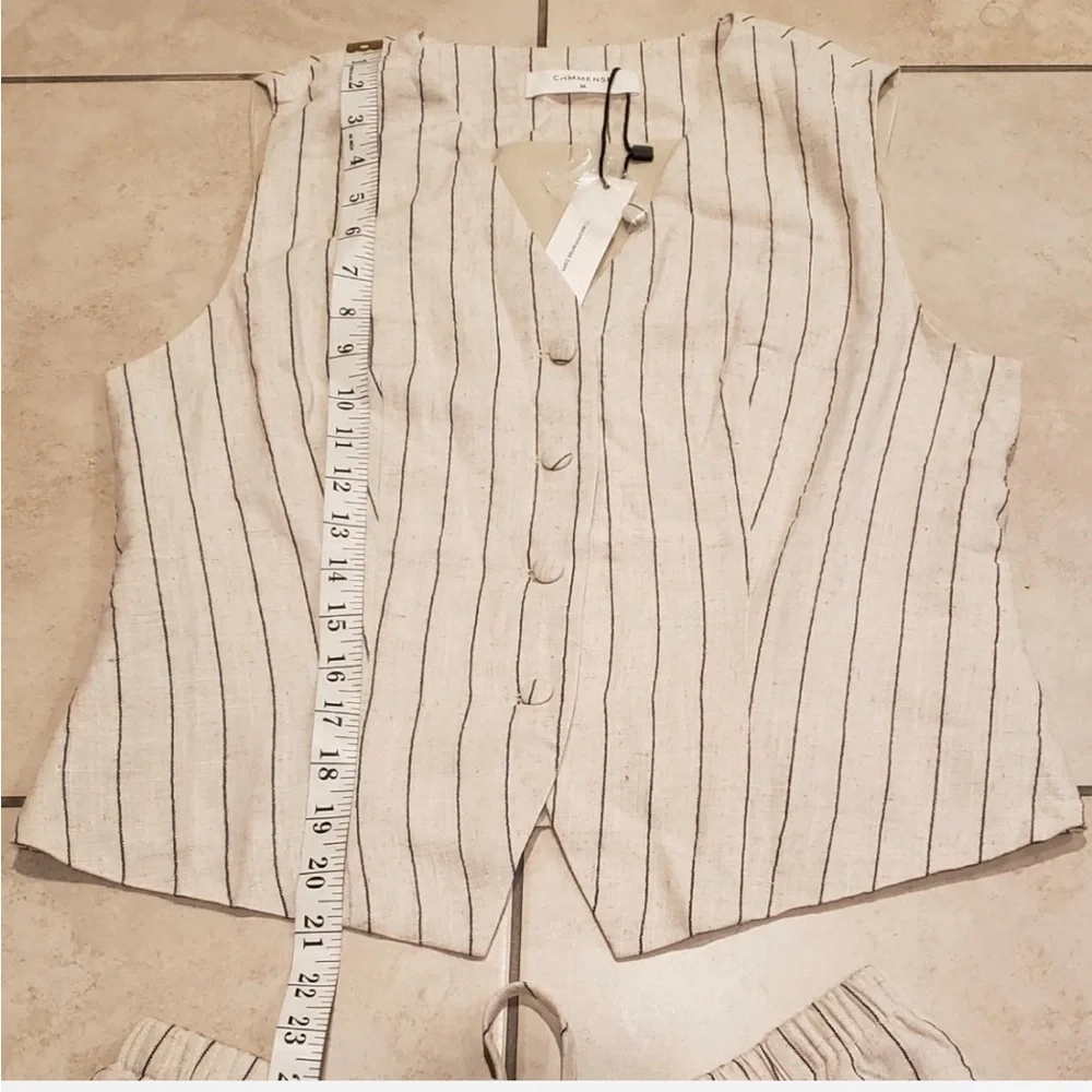 Commense striped sleeves vest and pants set - Picture 6 of 8